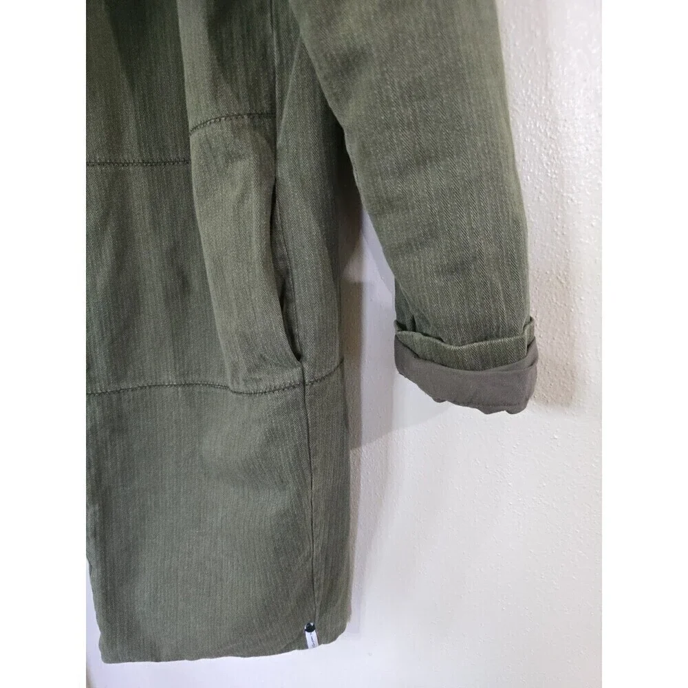 One Teaspoon Chapman Sailor Coat Womens Small Olive Green Oversized Long Duster